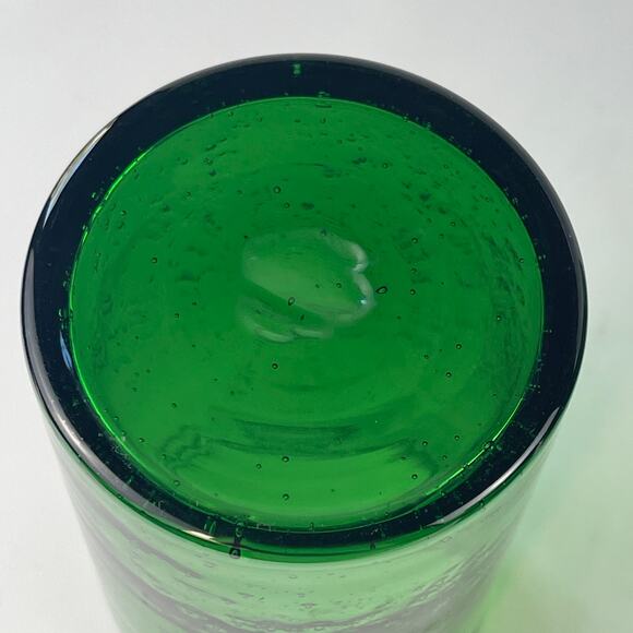 Blown Glass Green Bubble High-Ball Tumbler Glasses; Set of 4; 18 oz 5 5/8” - Picture 3 of 5
